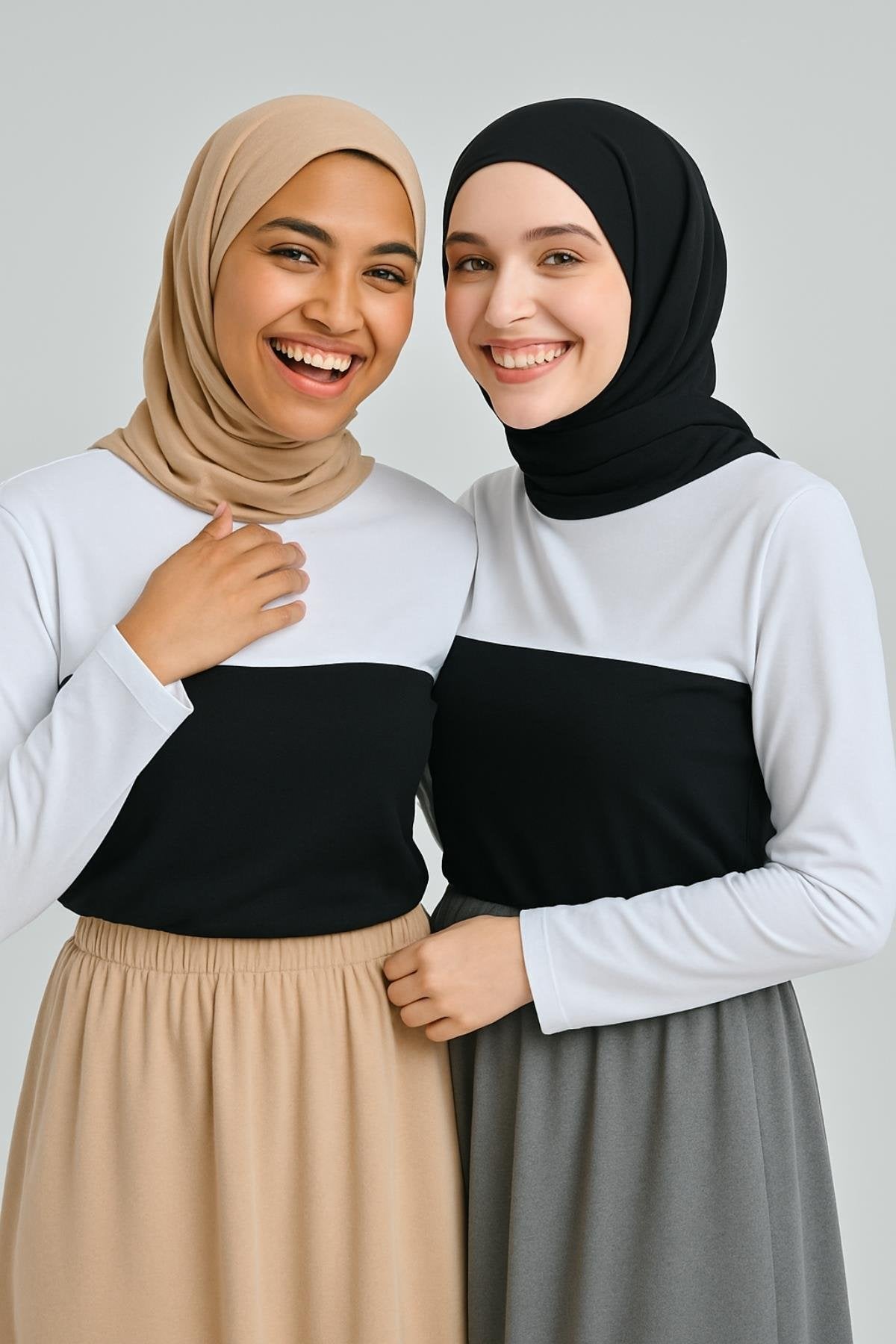 2'li Paket Beyaz Bisiklet Yaka Boyunluklu Kolluk
