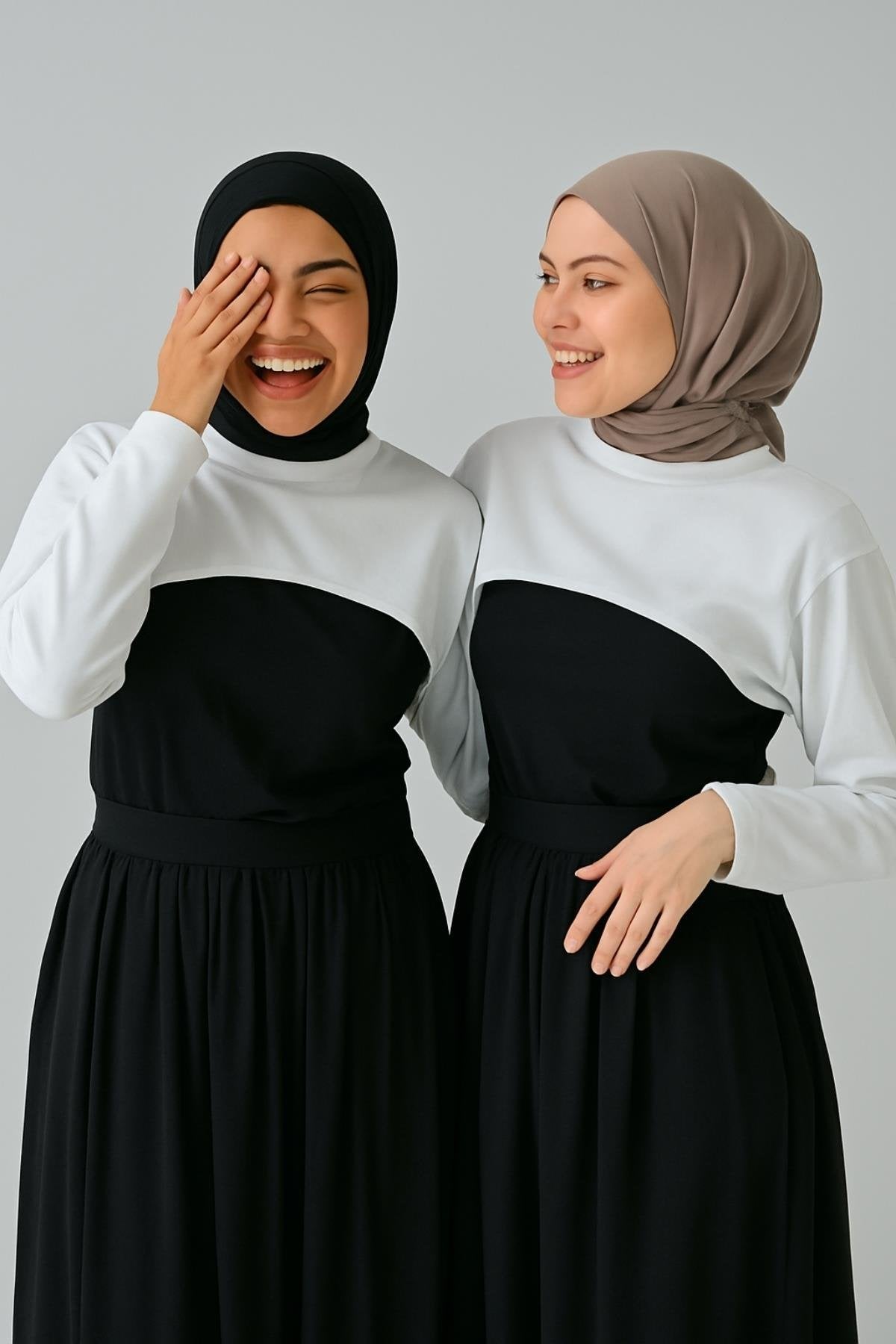 2'li Paket Beyaz Dik Yaka Boyunluklu Kolluk