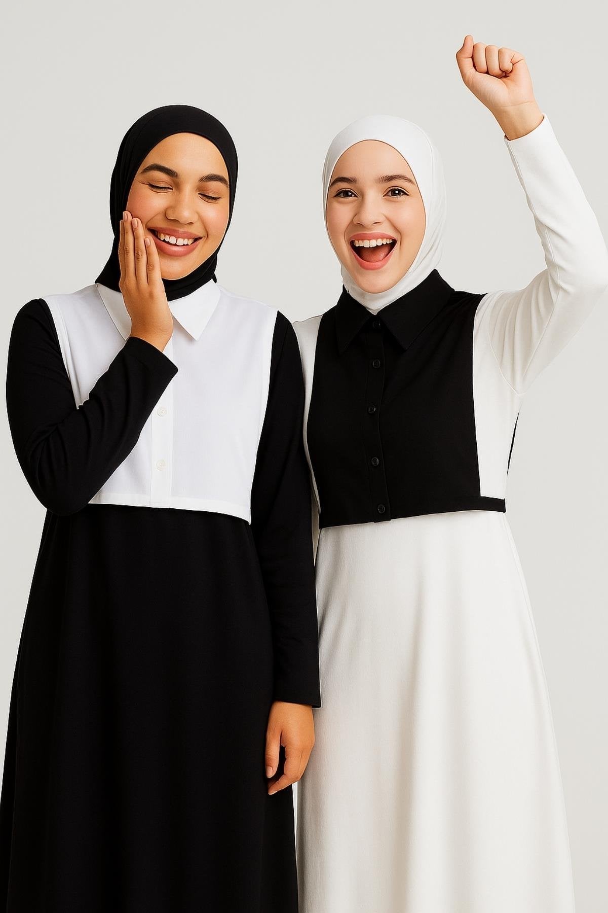 2'li Paket Gömlek Yakası Seti - Siyah ve Beyaz