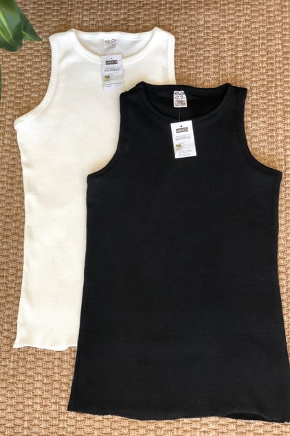 2'li Paket Kalın Askılı Fitilli Basic Atlet - Siyah ve Beyaz