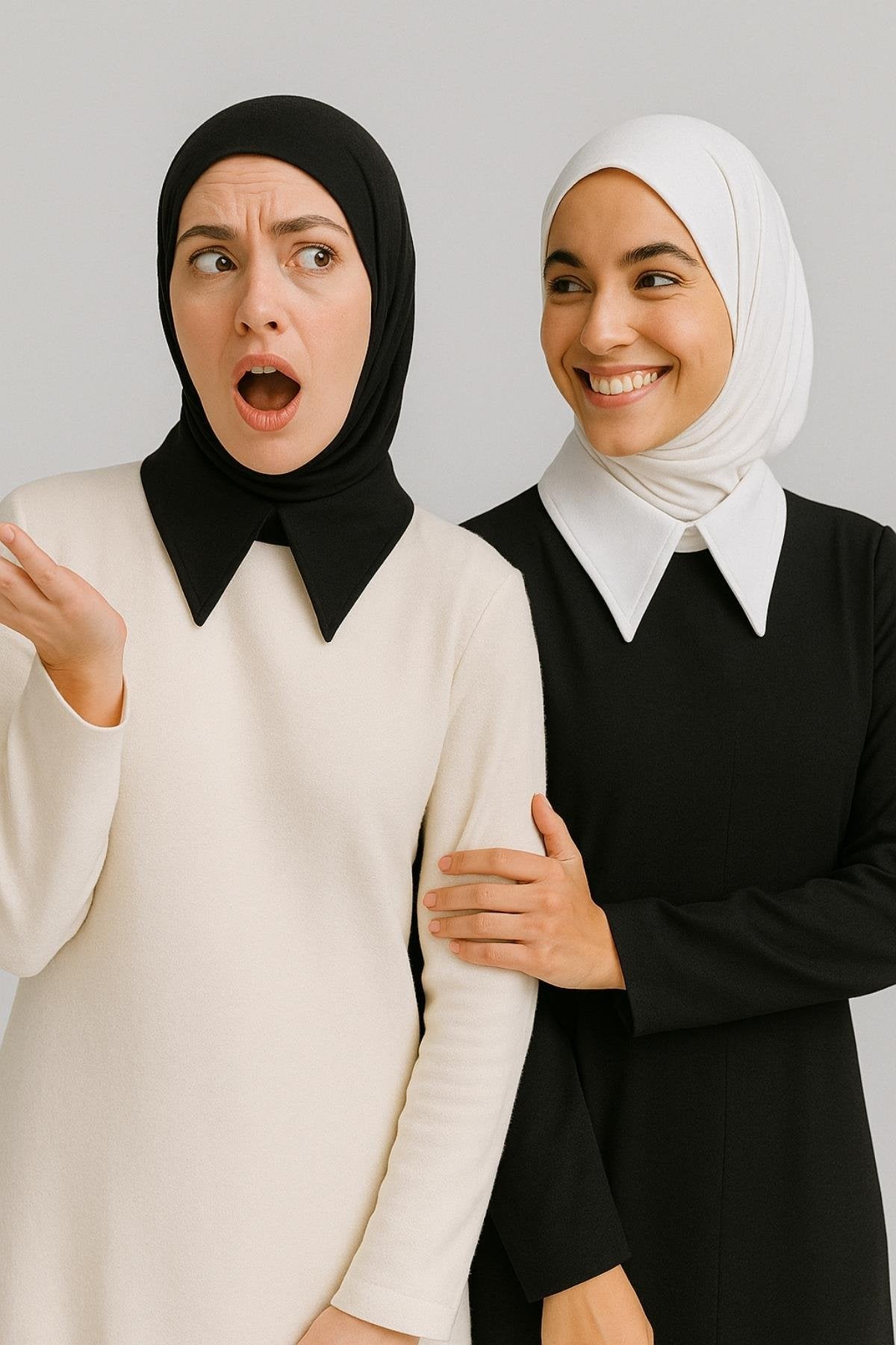 2'li Paket Tek Sade Yaka - Siyah ve Beyaz
