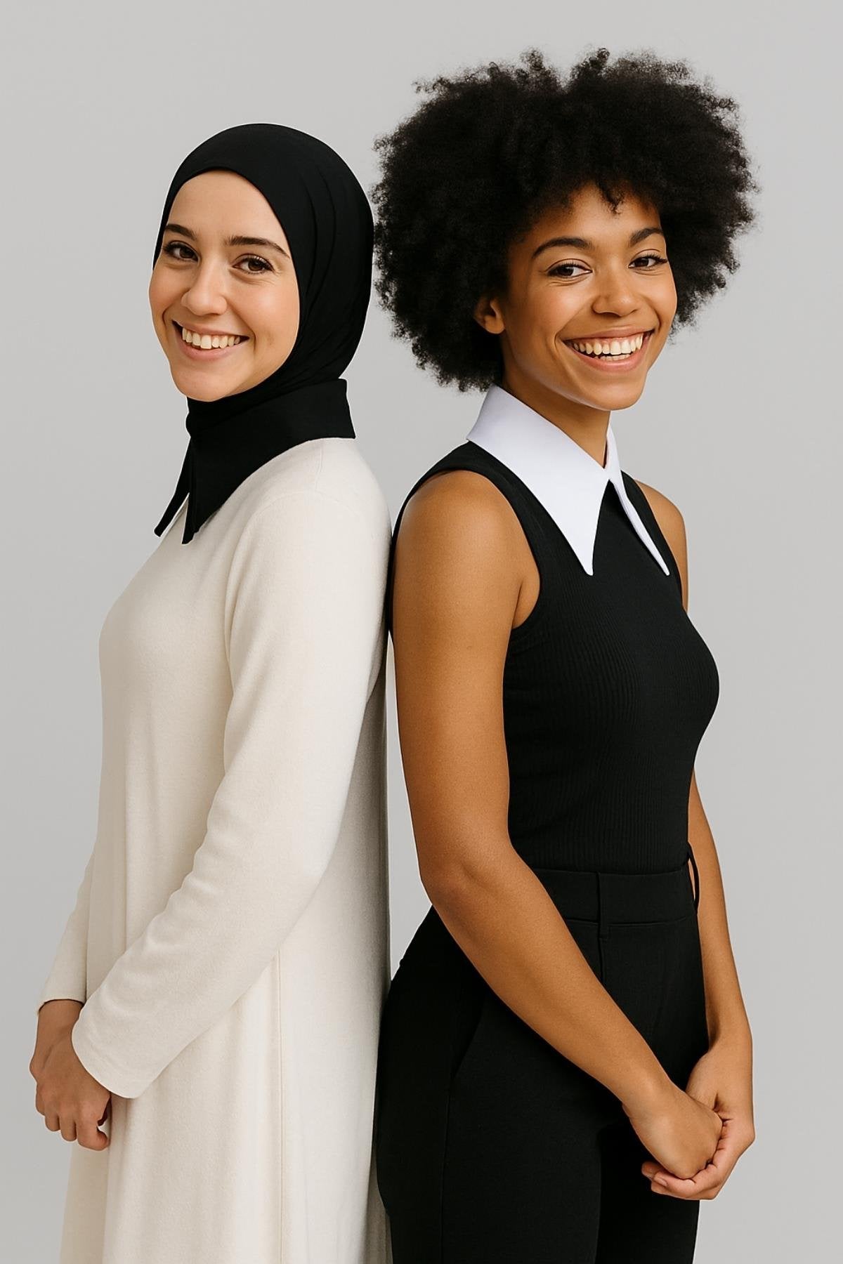 2'li Paket Tek Sade Yaka - Siyah ve Beyaz