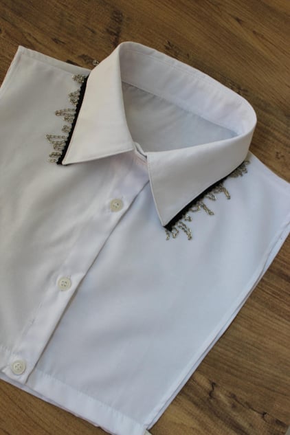 2'li Paket Zincirli Gömlek Yakası - Siyah ve Beyaz