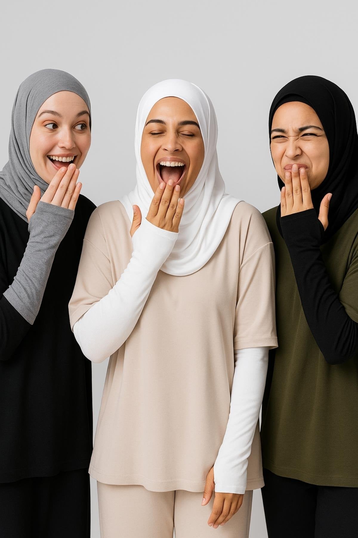 3'lü Paket Parmak Detaylı Lastikli Kolluk Seti - Beyaz, Siyah ve Gri