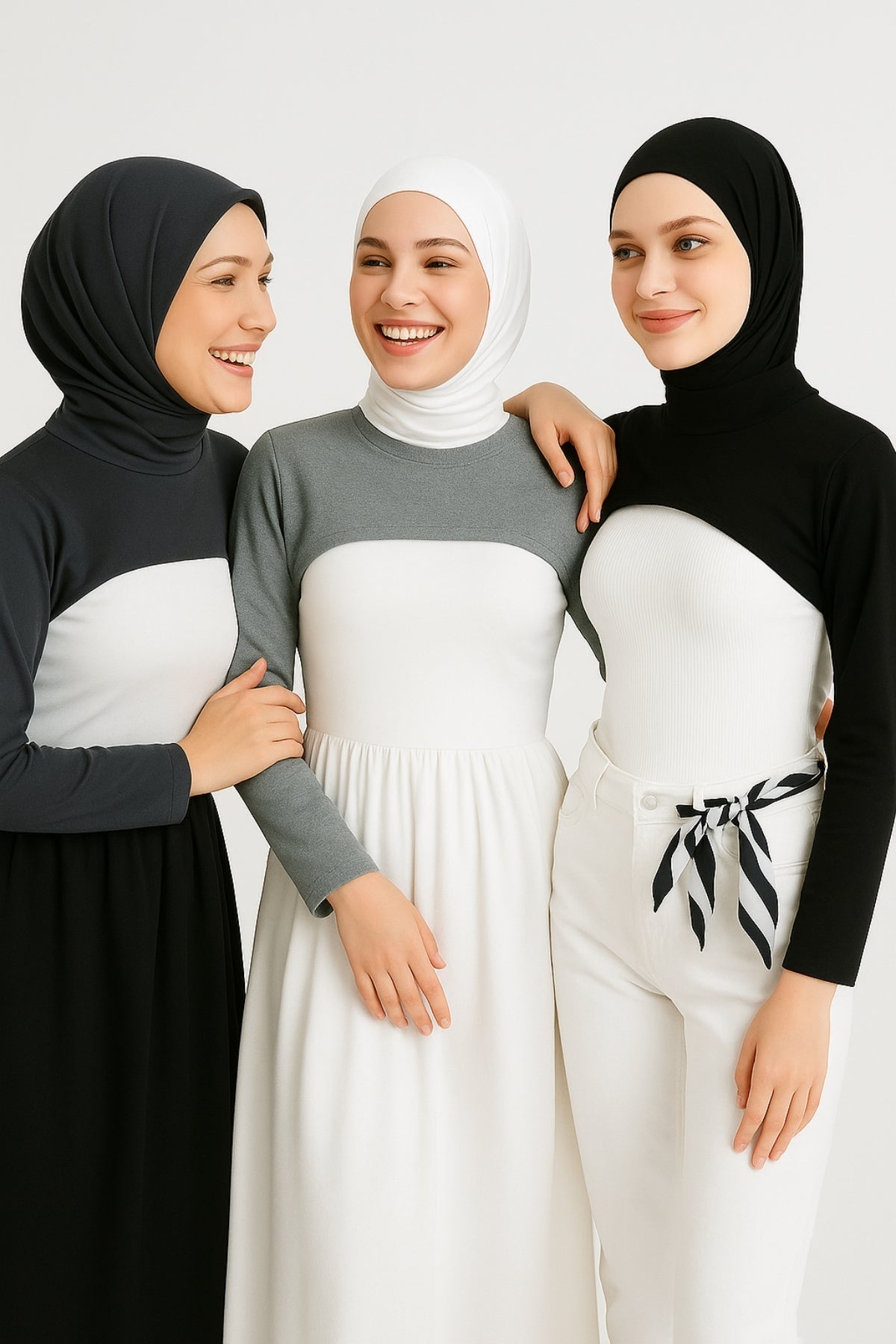 3'lü Set Dik Yaka Boyunluklu Kolluk - Siyah, Antrasit, Gri