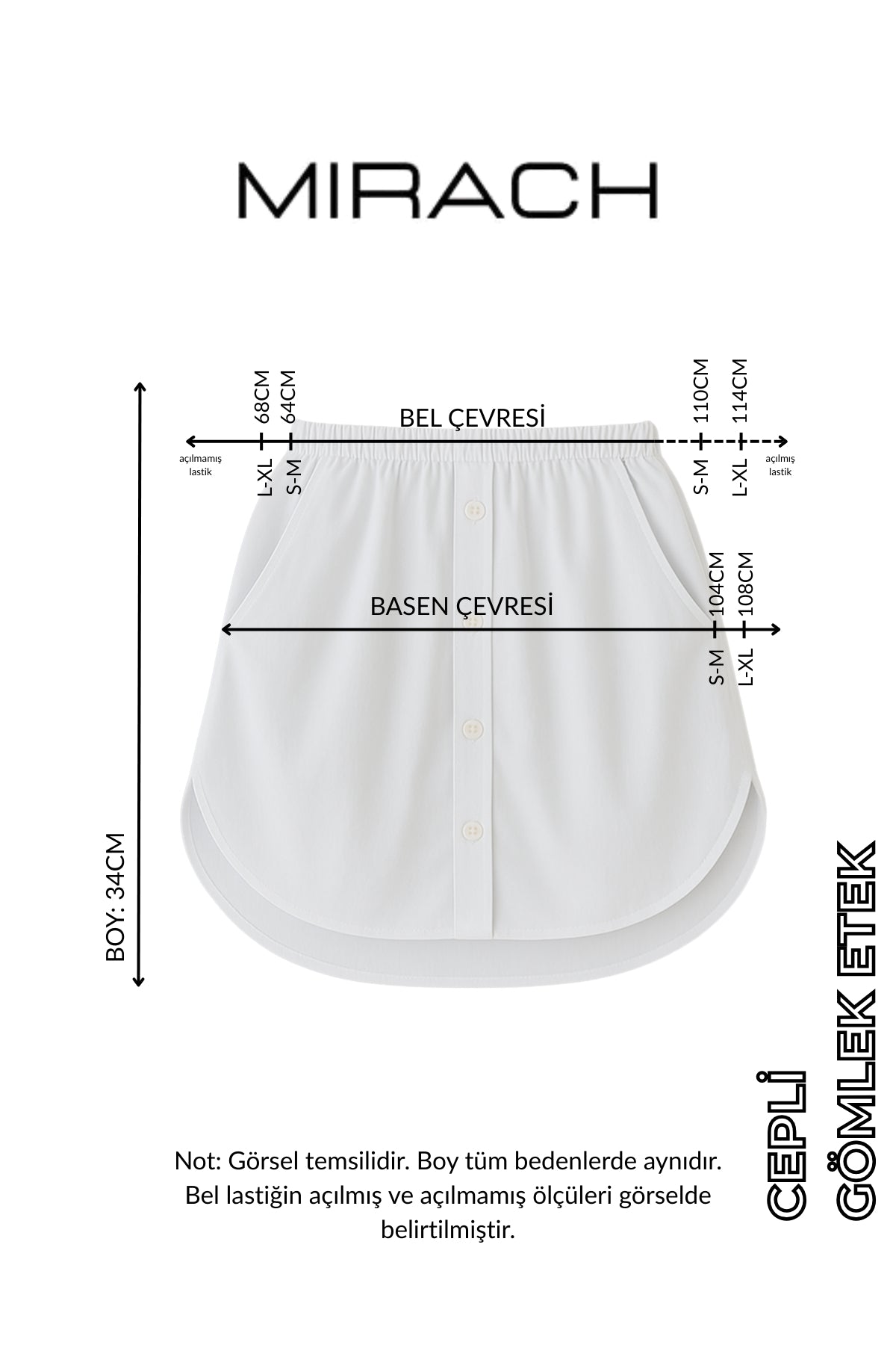 MIRACH Curve Büyük Beden 2'li Paket Cepli Gömlek Etek