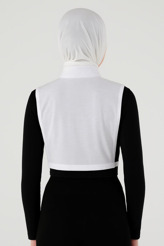 طوق رقبة بدون أكمام بياقة مدورة - أبيض