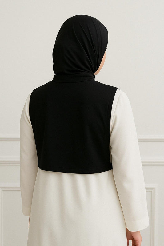 طوق رقبة بدون أكمام بياقة مدورة - أسود