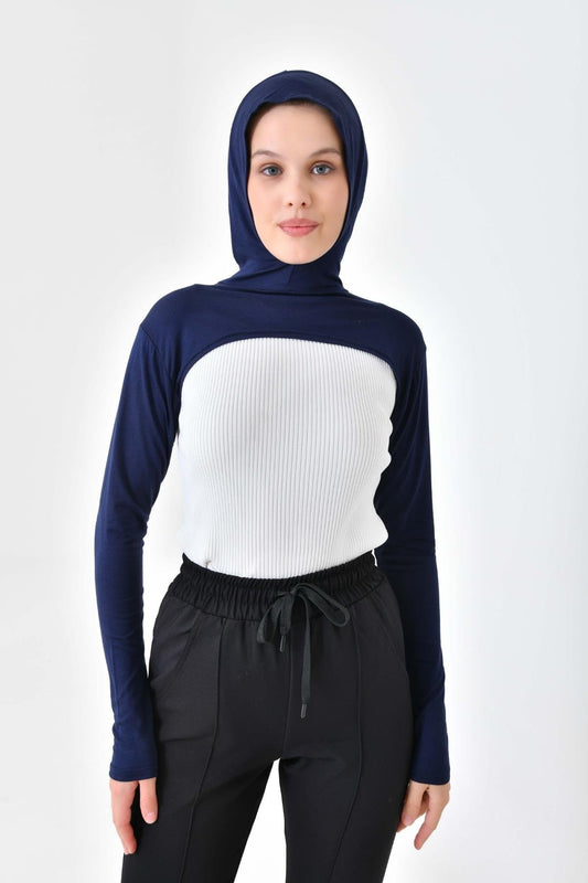 سوار ذراع بدون ياقة للرقبة - أسود