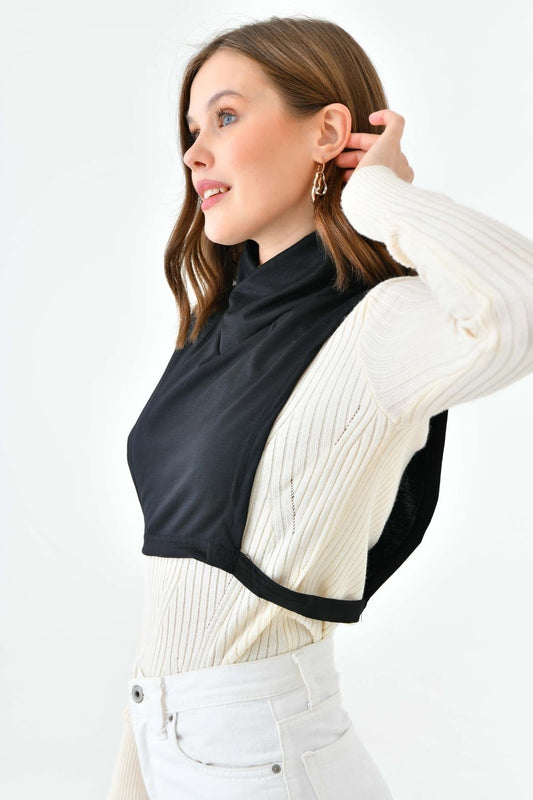 طوق رقبة بدون أكمام بياقة مدورة - أبيض