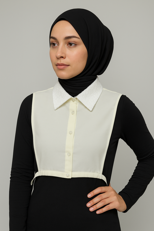 ياقة قميص مع تفاصيل دانتيل - كريمي