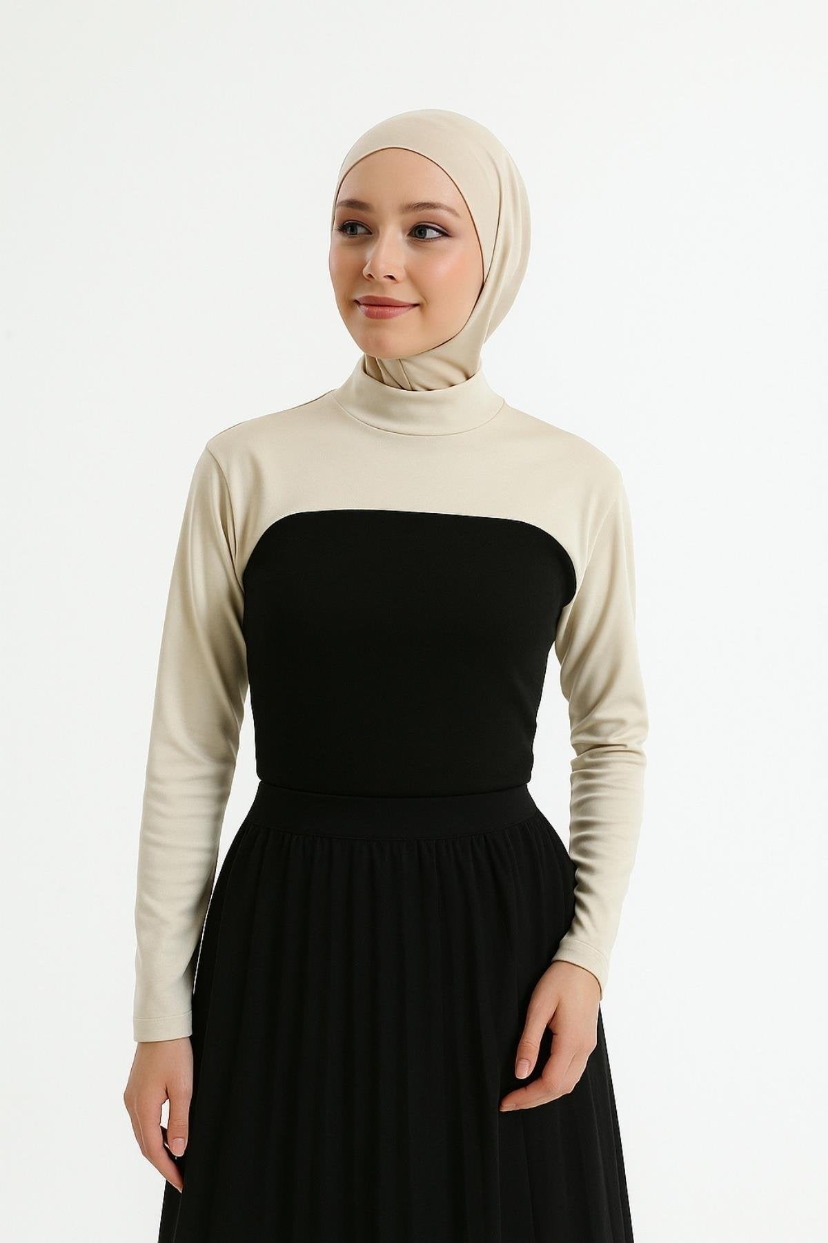 Dik Yaka Boyunluklu Kolluk - Bej