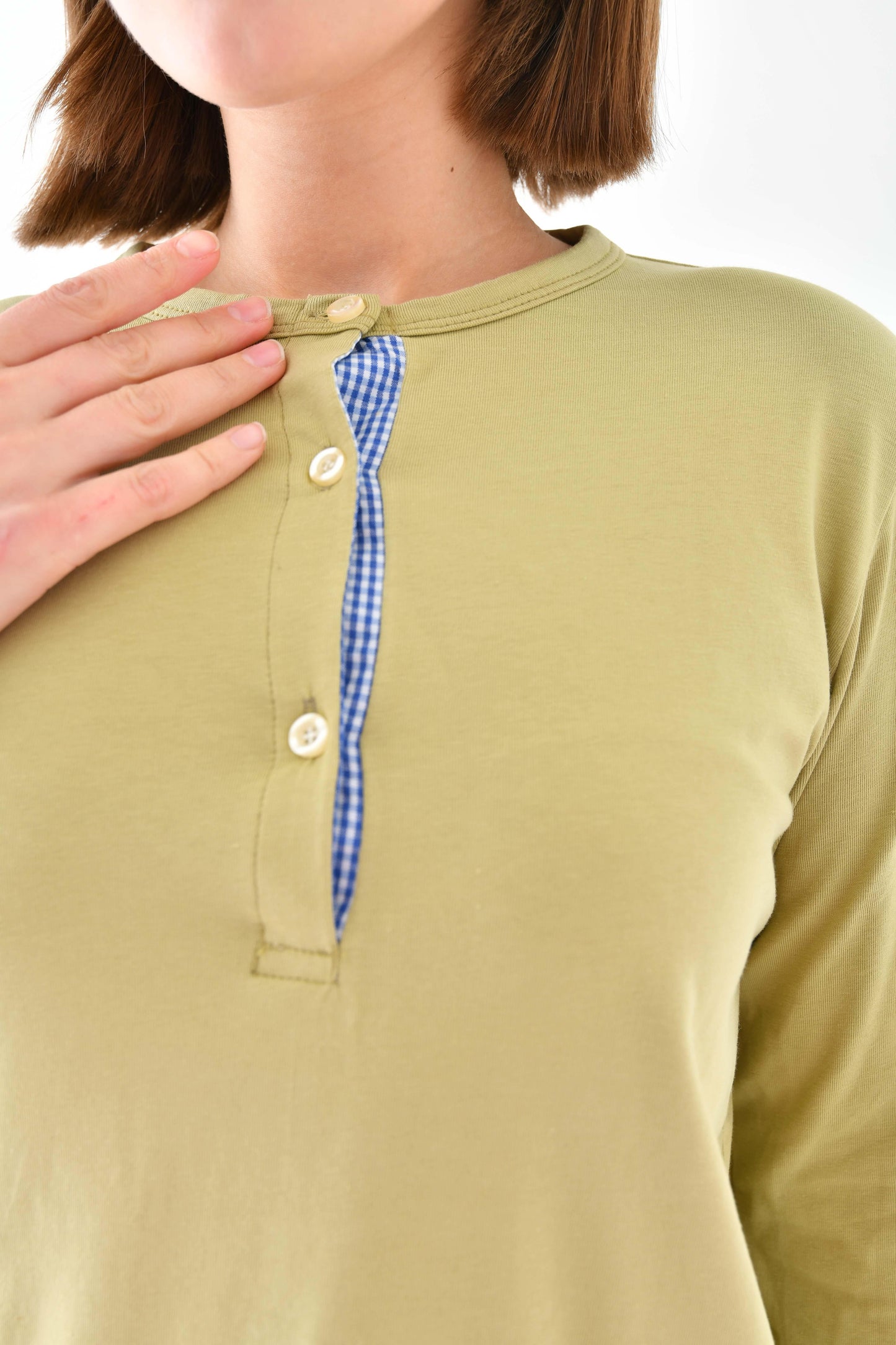 Düğmeli Basic Tunik - Yeşil