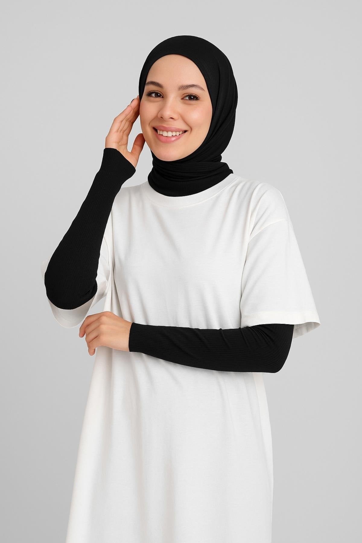 Fitilli Ekstra Uzun Kolluk - Siyah