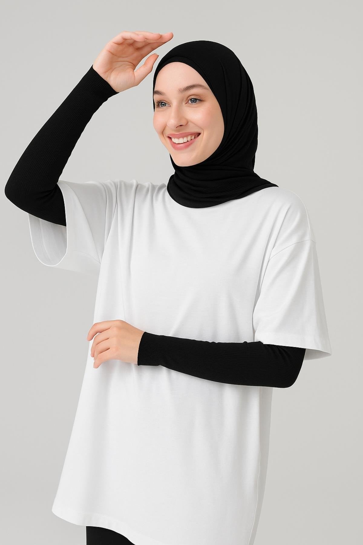 Fitilli Ekstra Uzun Kolluk - Siyah