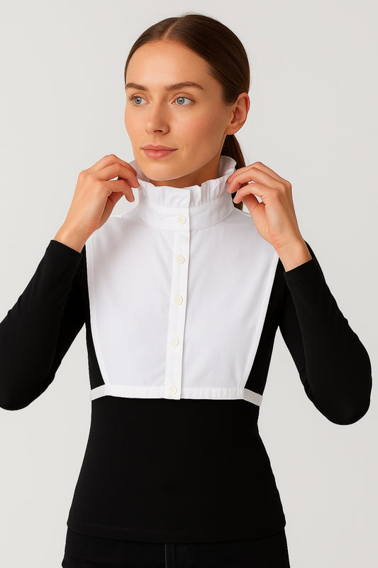 قميص قاضي طويل على الطراز الفرنسي - أبيض