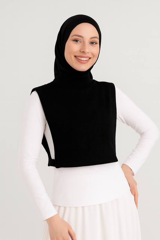 طوق رقبة مضلع مغطى بالكامل للصيادين - أسود