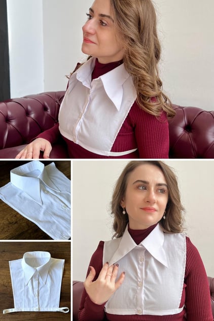 Kelebek Model Gömlek Yakası - Beyaz