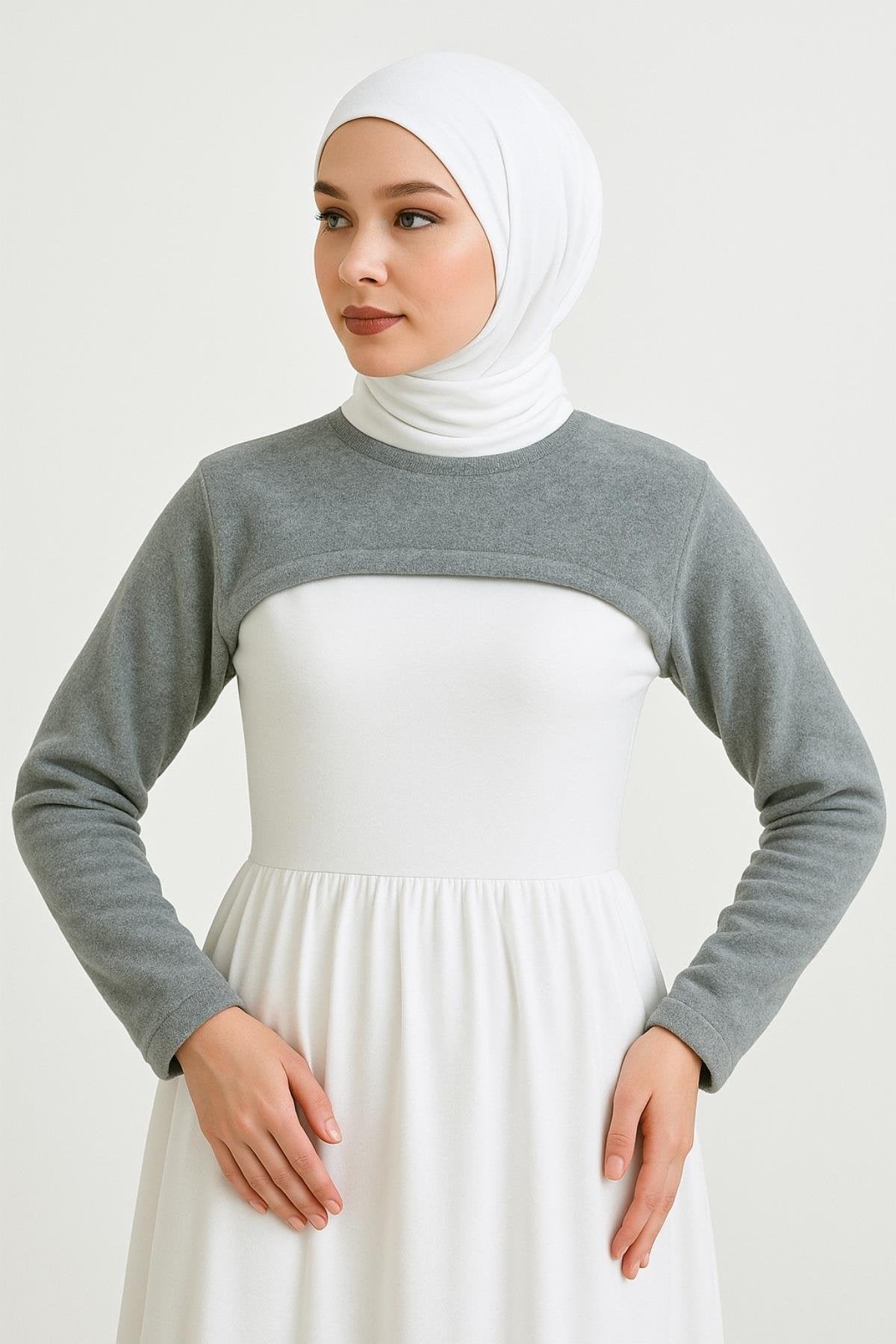 Winter Polar Fleece Stand-up Collar and Oversleeve - Gray
