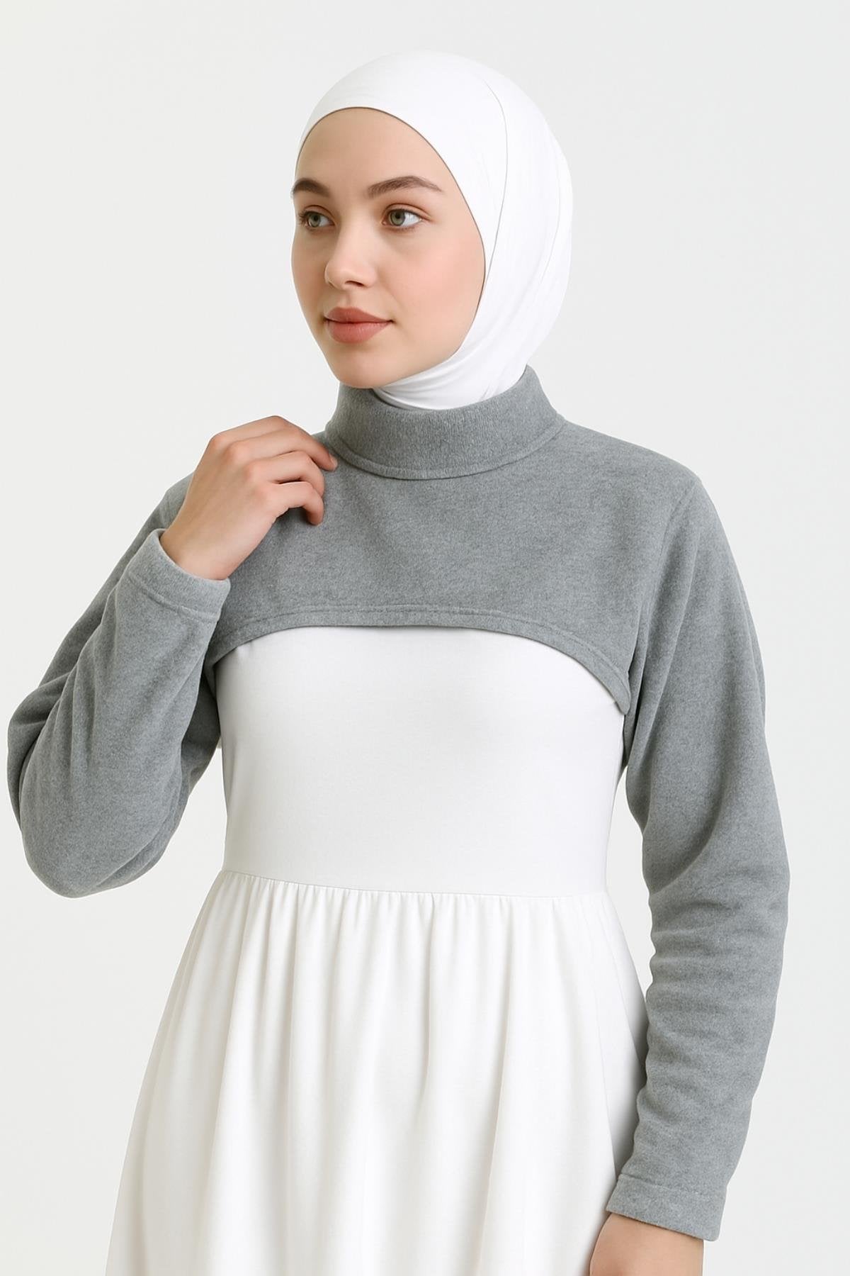 Winter Polar Fleece Stand-up Collar and Oversleeve - Gray