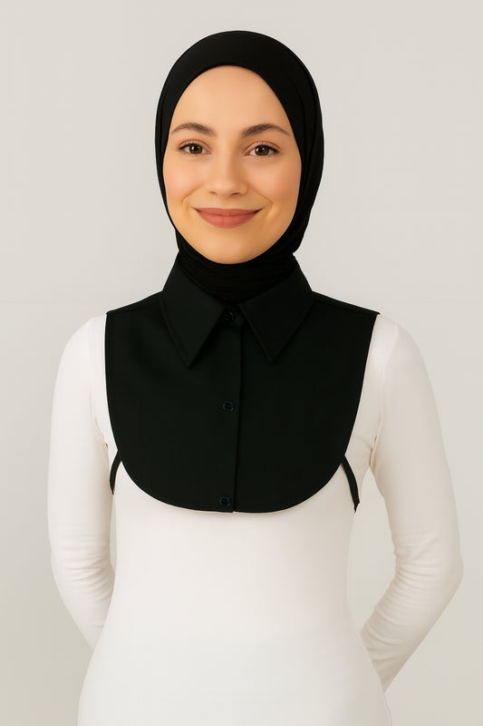 طوق قميص كلاسيكي صغير - أسود