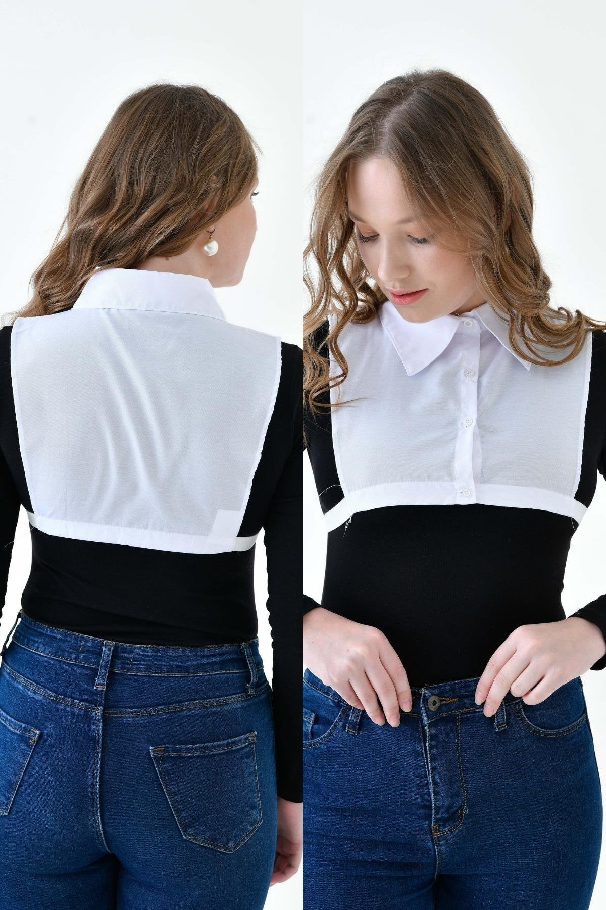 MIRACH Curve Büyük Beden 2'li Paket 2 Adet Beyaz Gömlek Yaka Seti