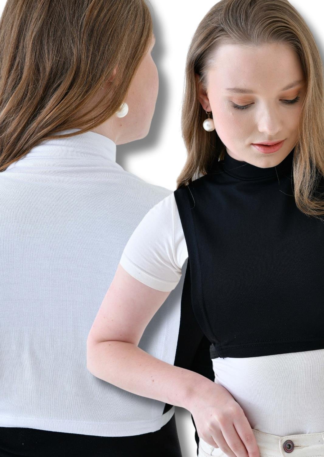 MIRACH Curve Büyük Beden 2'li Paket Dik Yaka Kolsuz Boyunluk - Siyah ve Beyaz