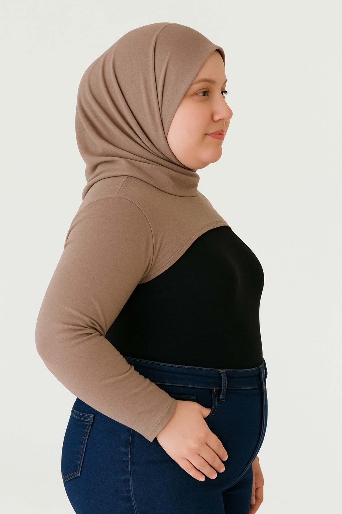 MIRACH Curve Büyük Beden Dik Yaka Boyunluklu Kolluk - Kahve