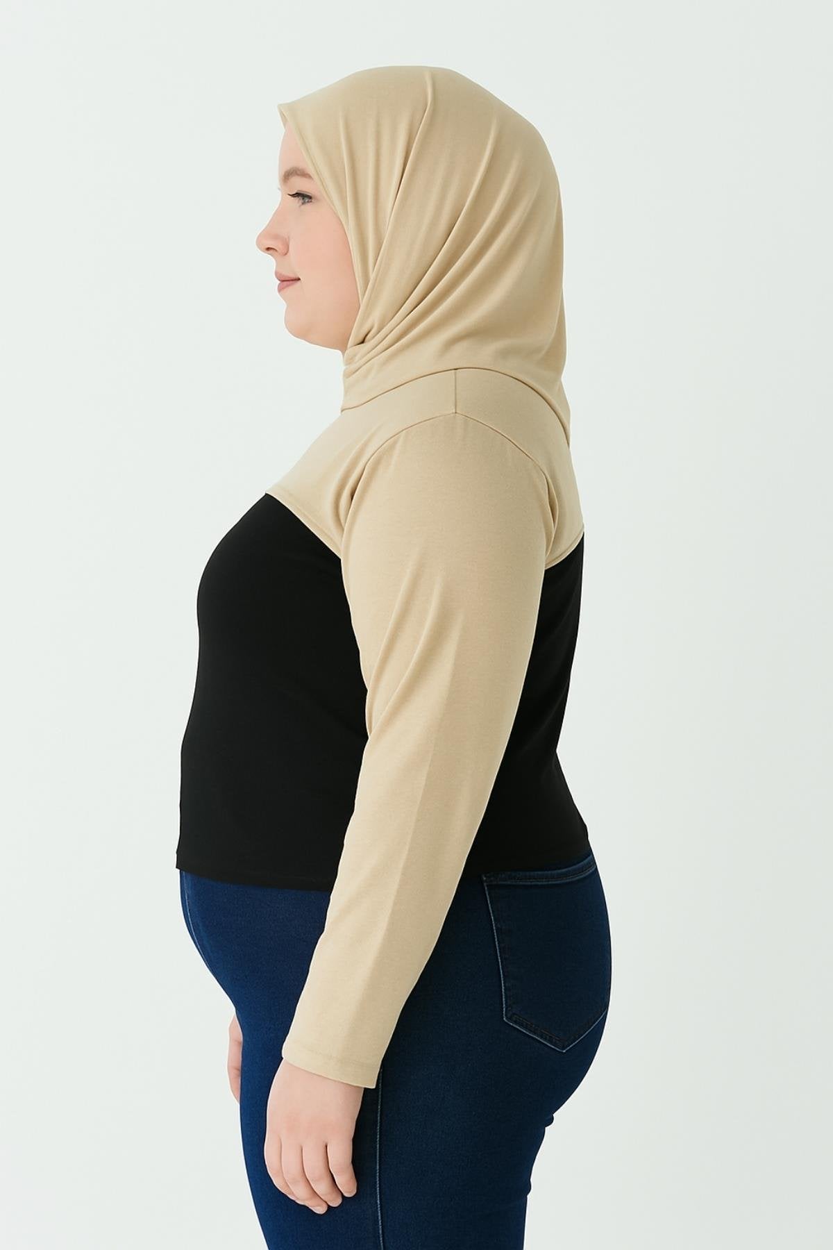 MIRACH Curve Büyük Beden Dik Yaka Boyunluklu Kolluk - Bej