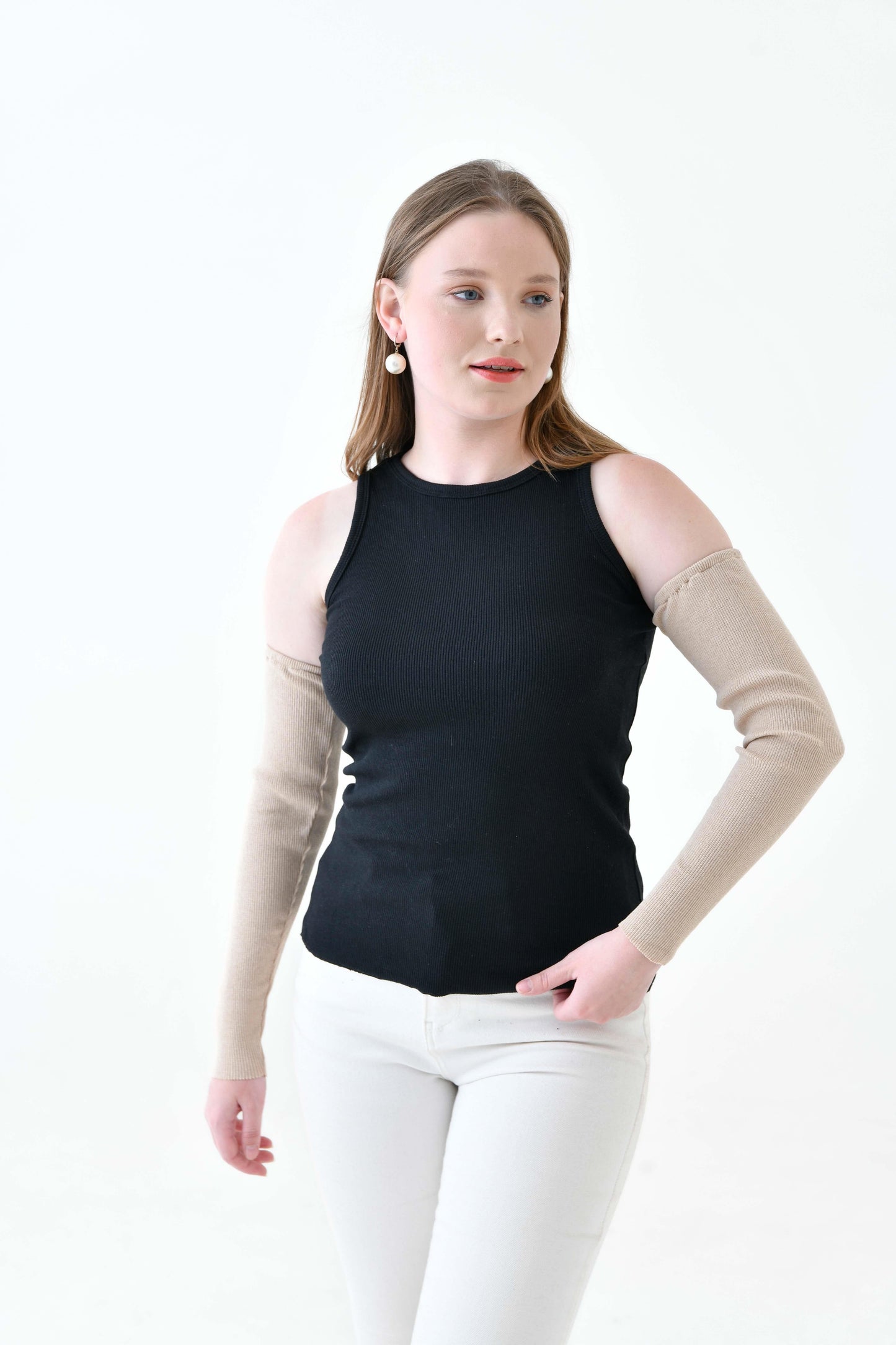MIRACH Curve Büyük Beden Fitilli Ekstra Uzun Kolluk - Bej