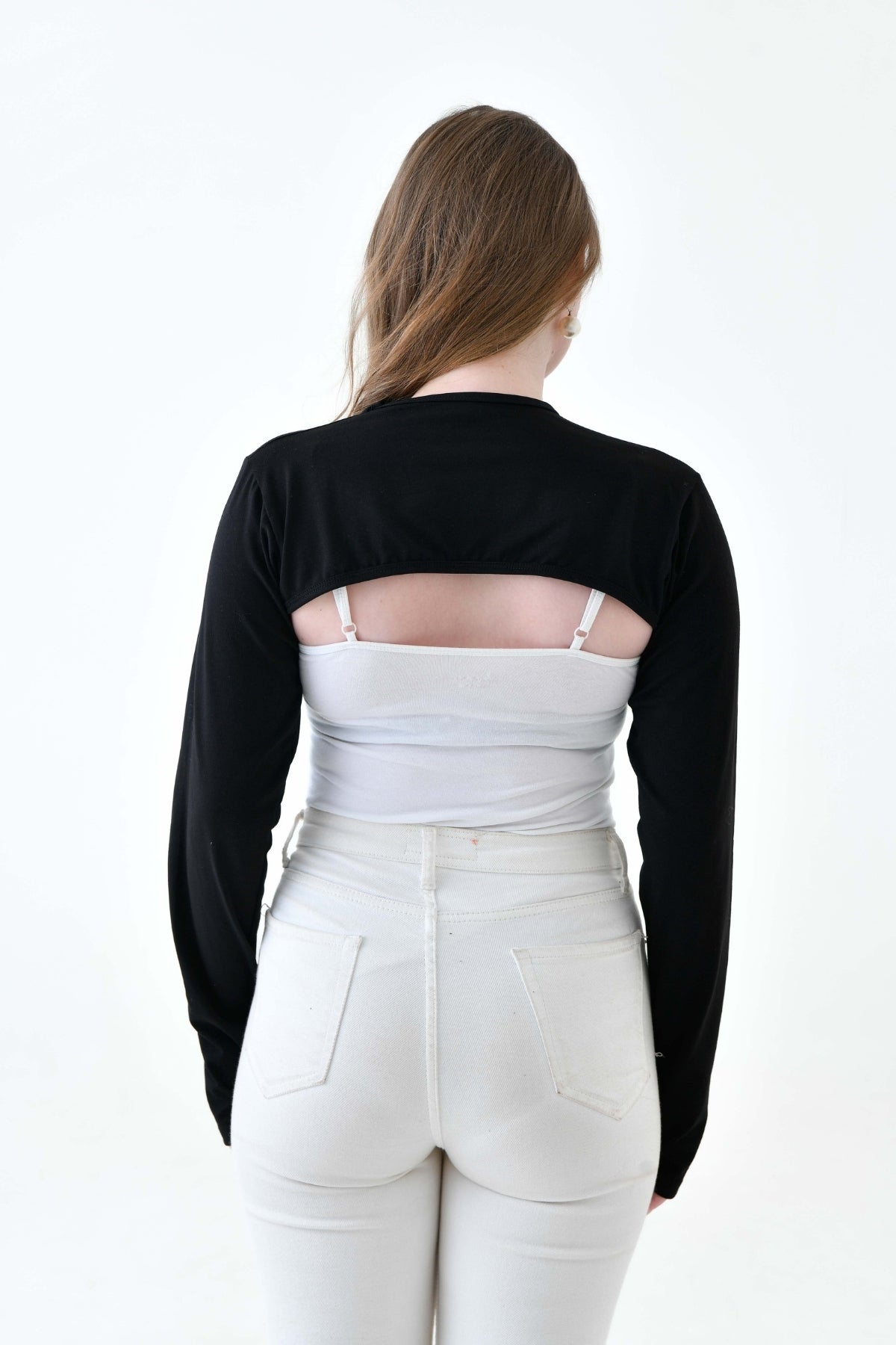 MIRACH Curve Plus Size رقبة دائرية مع أصابع وغطاء للذراع - أسود