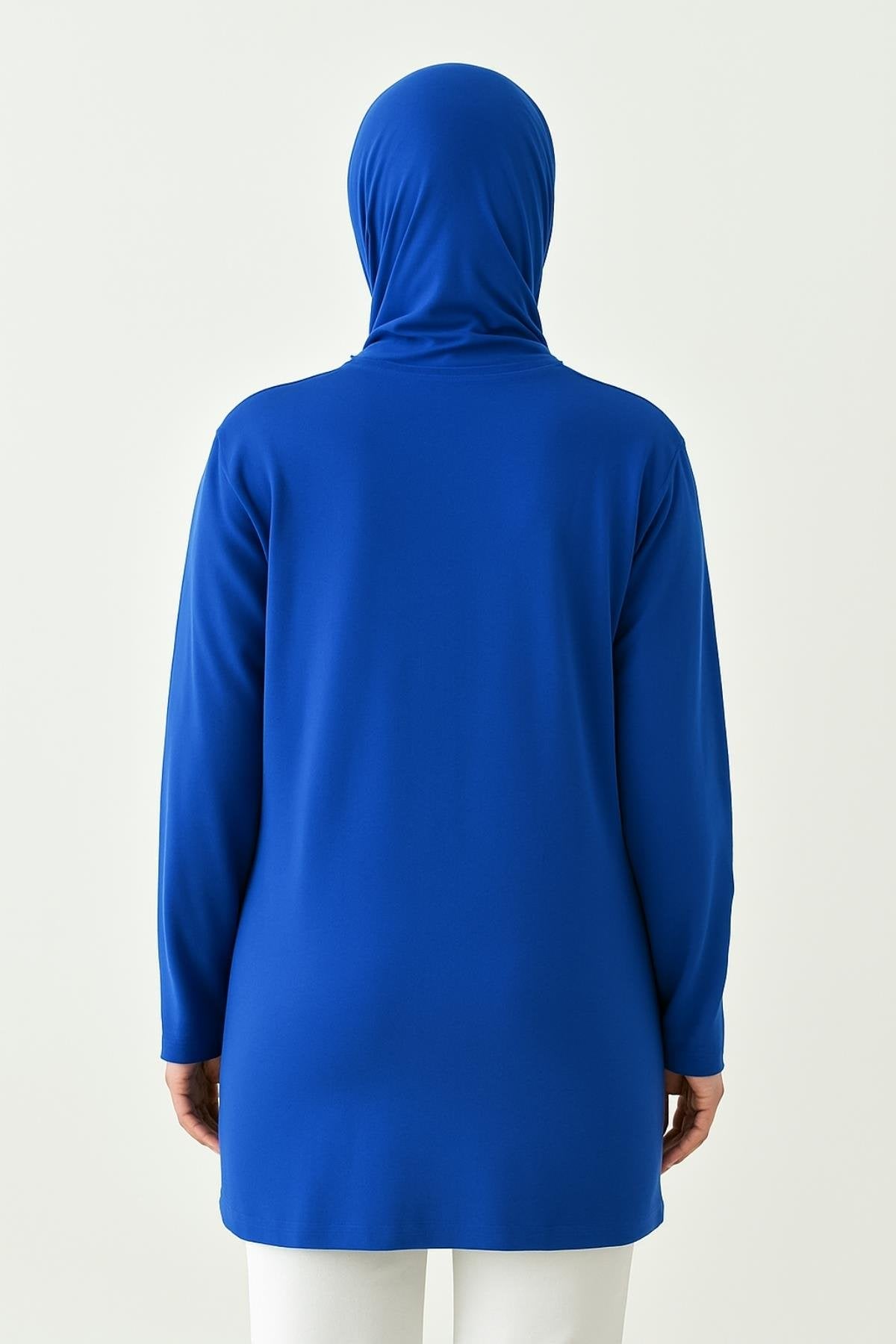 MIRACH Curve Büyük Beden Uzun Kollu Tunik (Bandana Hediyeli) - Saks