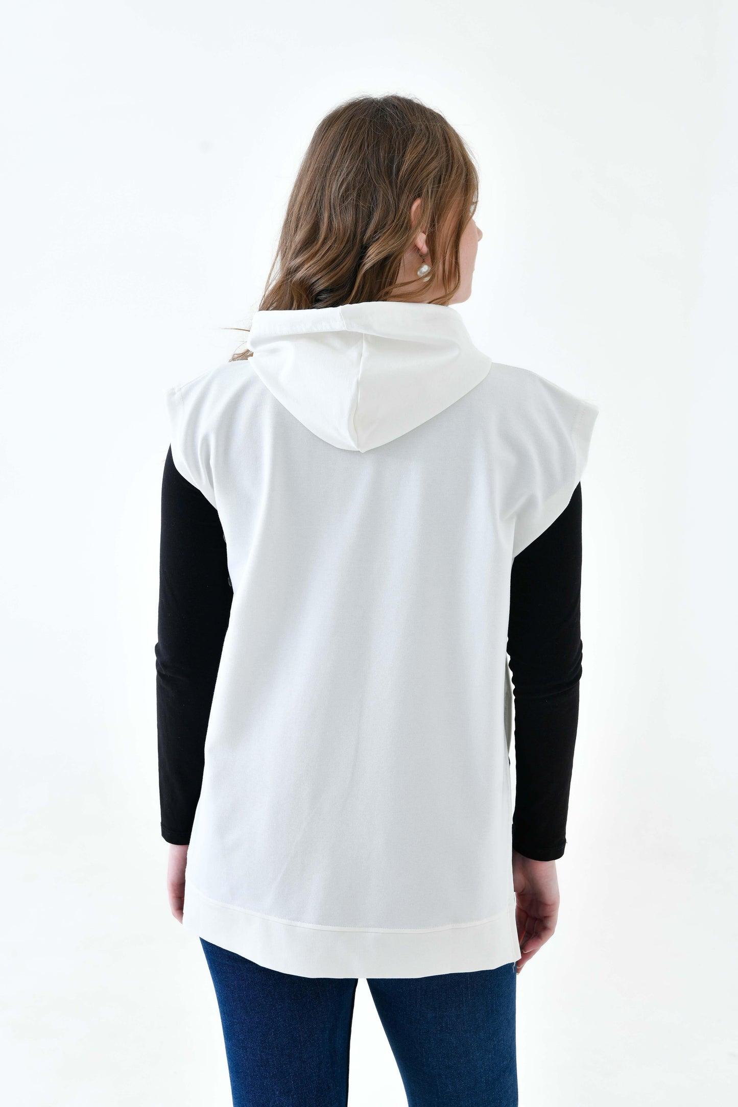 MIRACH Curve Büyük Beden Yanları Düğmeli Süveter Sweat - Ekru