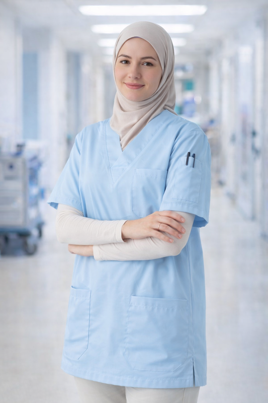 Tek Üst 4 Cepli Scrubs Forma - Mavi