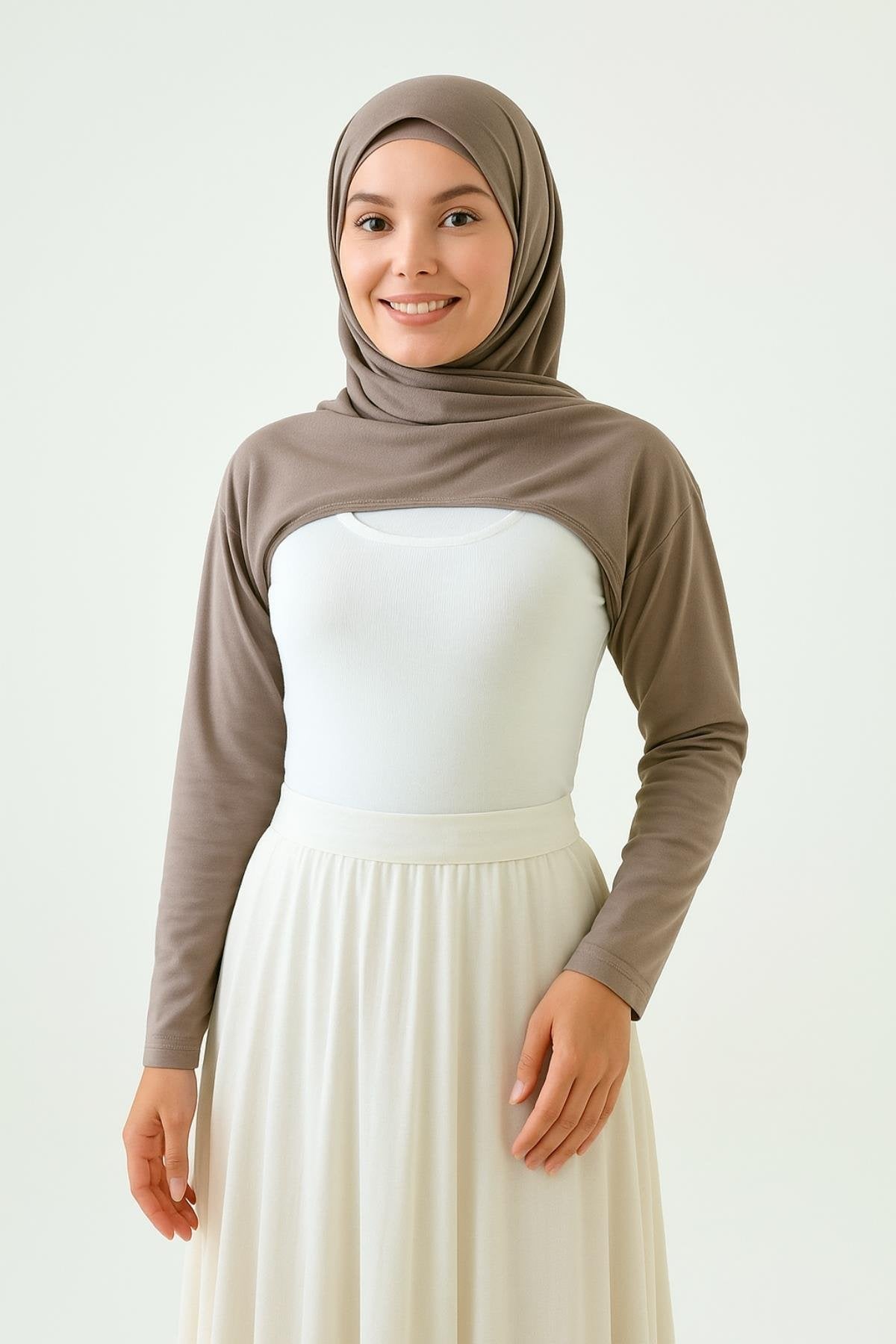 Crew Neck Neck Collar Armband - Brown