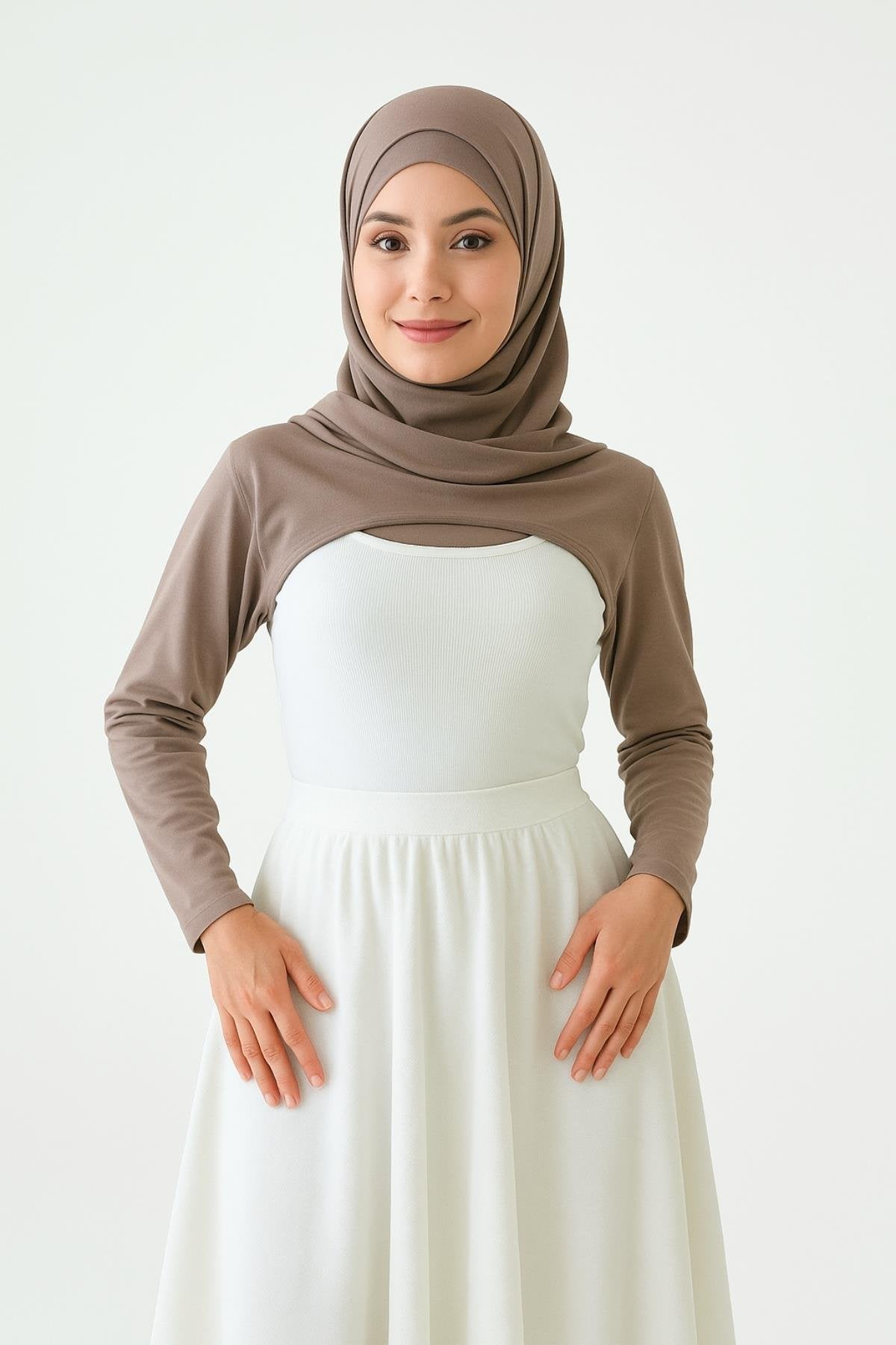 Crew Neck Neck Collar Armband - Brown