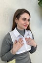 Taşlı Gömlek Yakası Beyaz