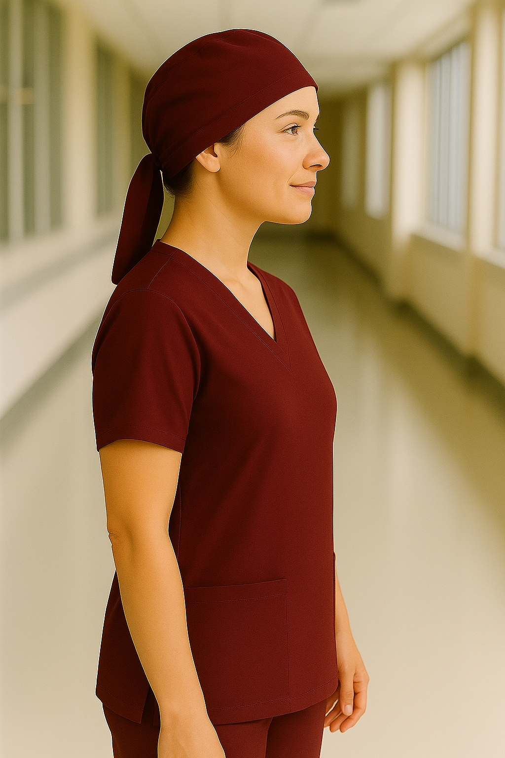 Tek Üst Scrubs Forma - Bordo