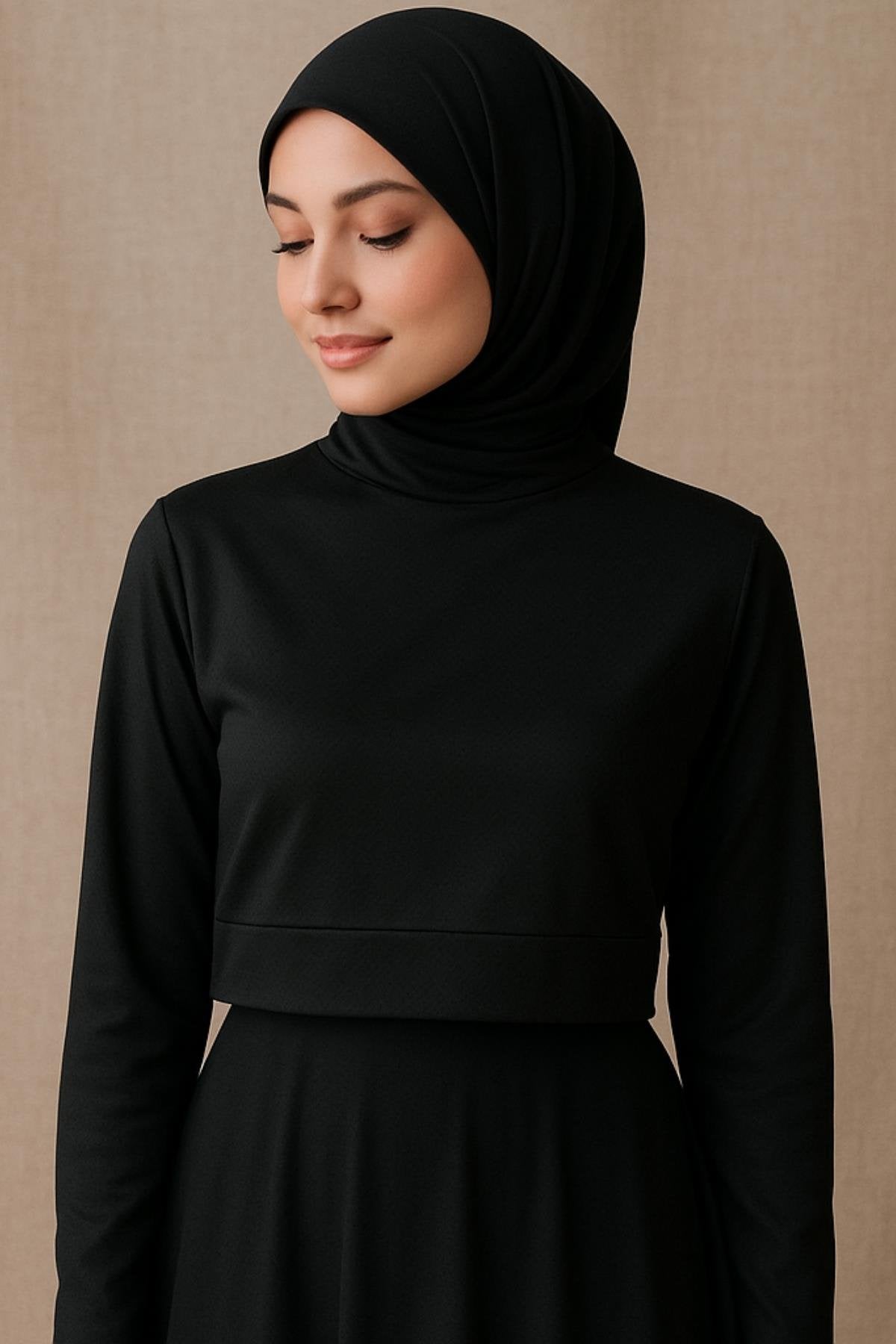 Uzun Kollu Crop Boyunluk - Siyah