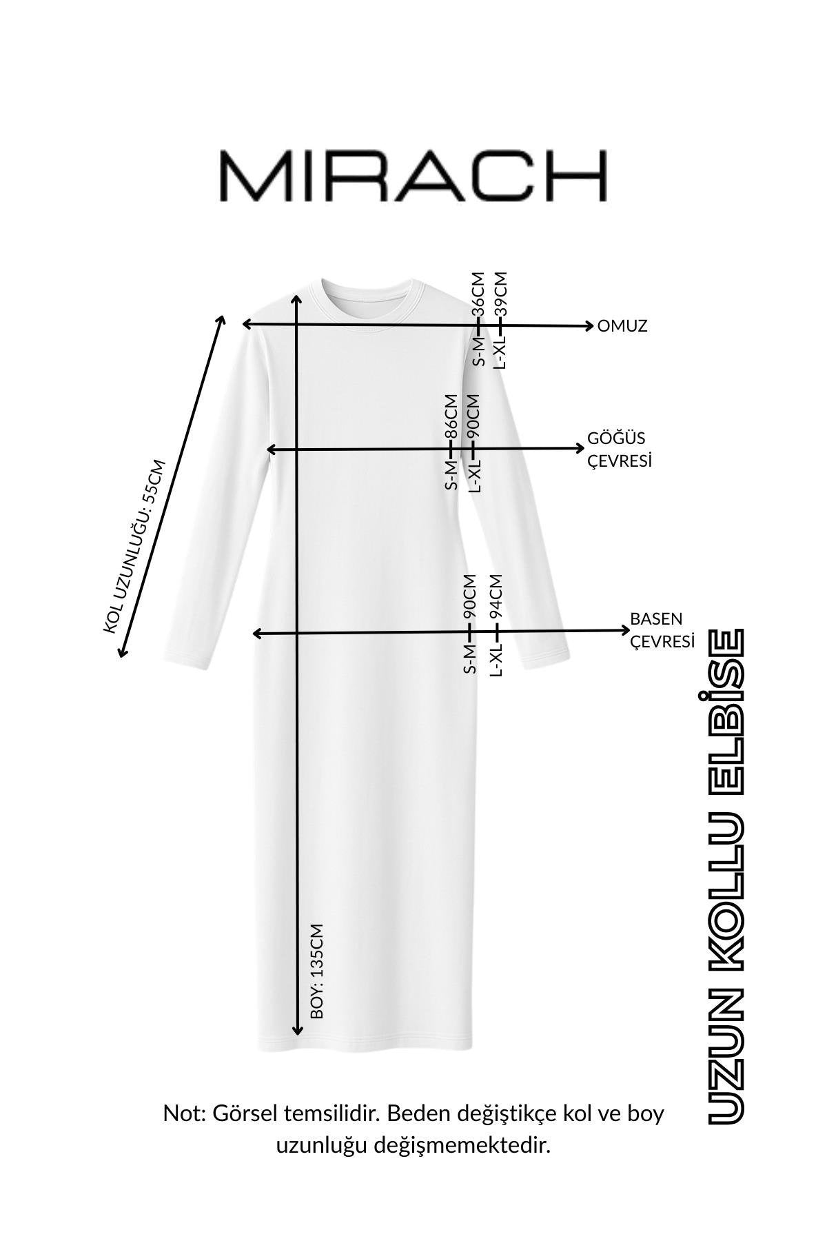 Uzun Kollu Fitilli Elbise - Geometrik Desenli