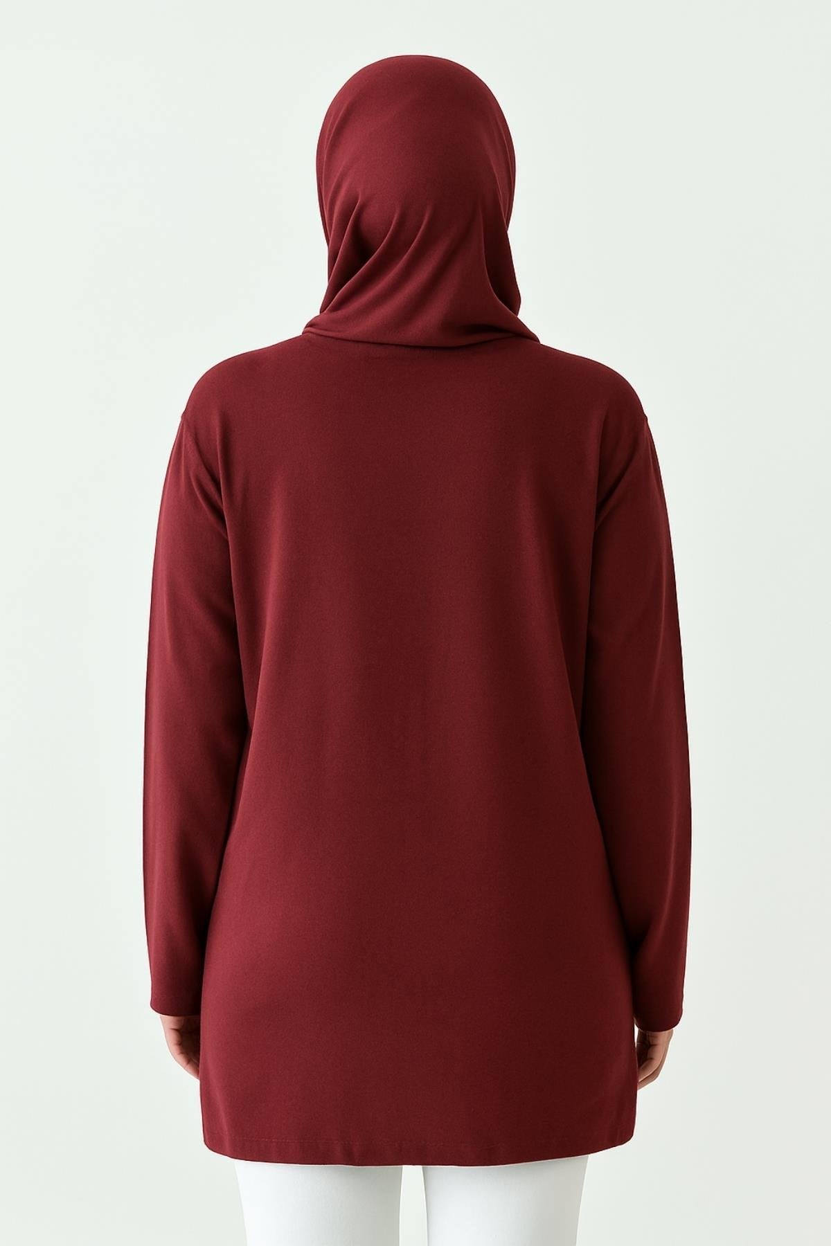 Uzun Kollu Tunik (Bandana Hediyeli) - Bordo