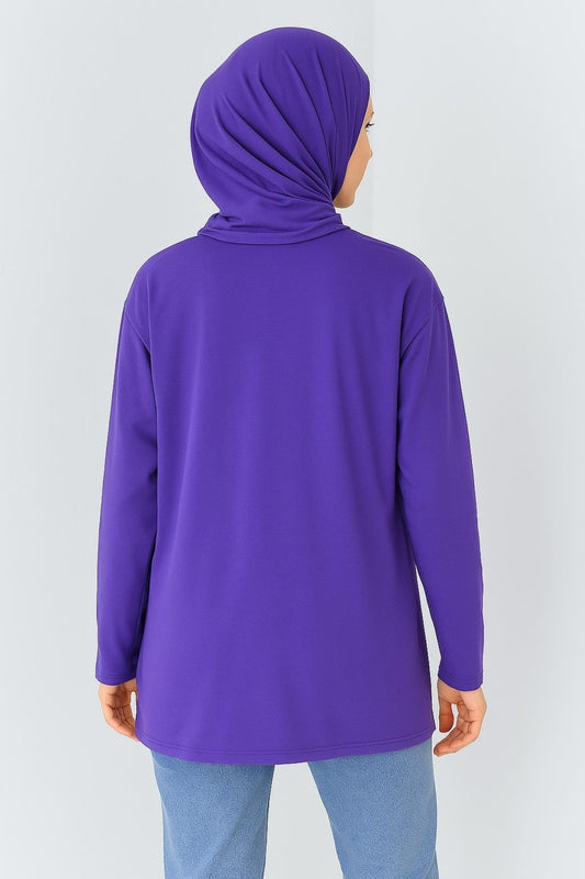 تونيك بأكمام طويلة (مع وشاح مجاني) - بنفسجي