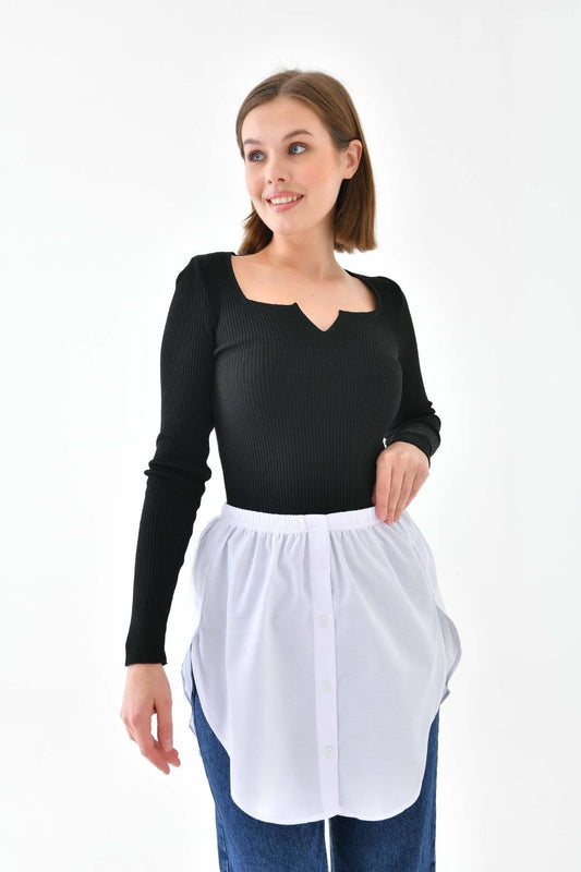 تنورة قميص مفتوحة من الجانب - أبيض | أوتلت