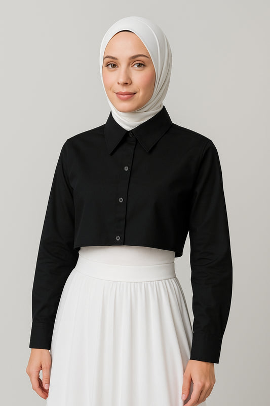 قميص بأكمام نصفية - أسود