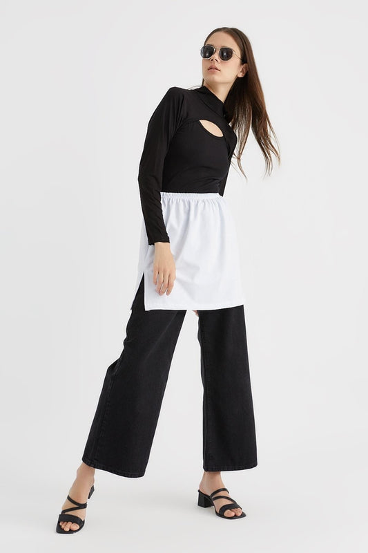 تنورة داخلية بفتحة - بيضاء