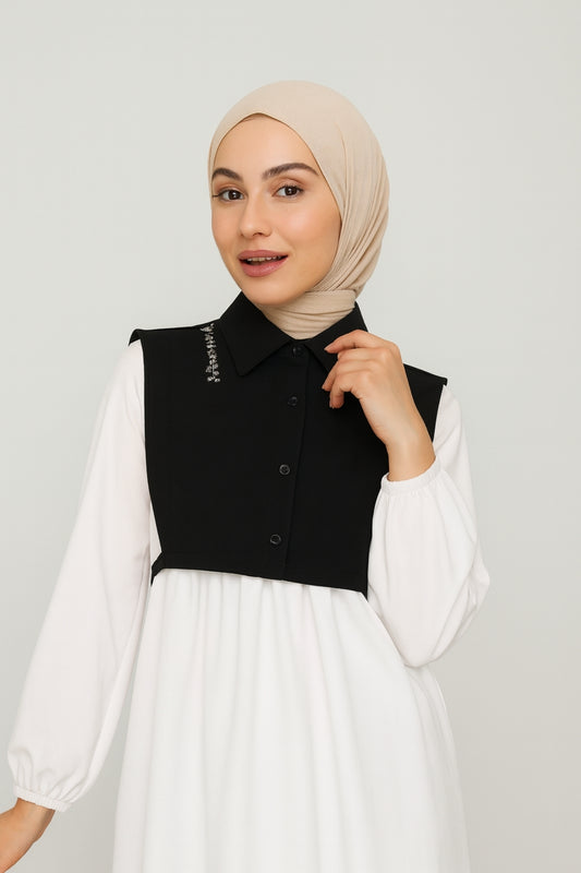 طوق قميص سلسلة - أسود