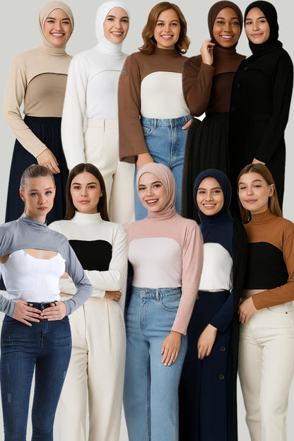 10 Renk Full Paket Dik Yaka Boyunluklu Kolluk