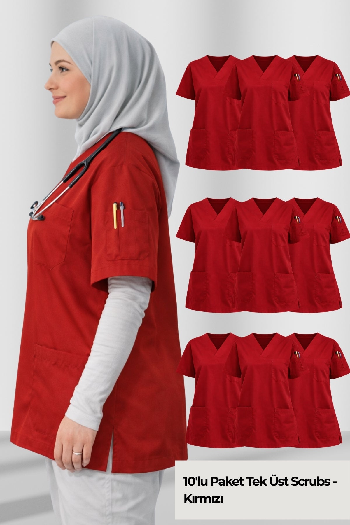 Kadın Scrubs Takım Seti | 10’lu Medikal Forma | Farklı Renk Seçenekleri