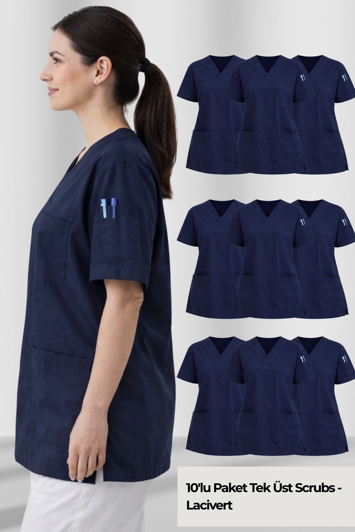 Kadın Scrubs Takım Seti | 10’lu Medikal Forma | Farklı Renk Seçenekleri