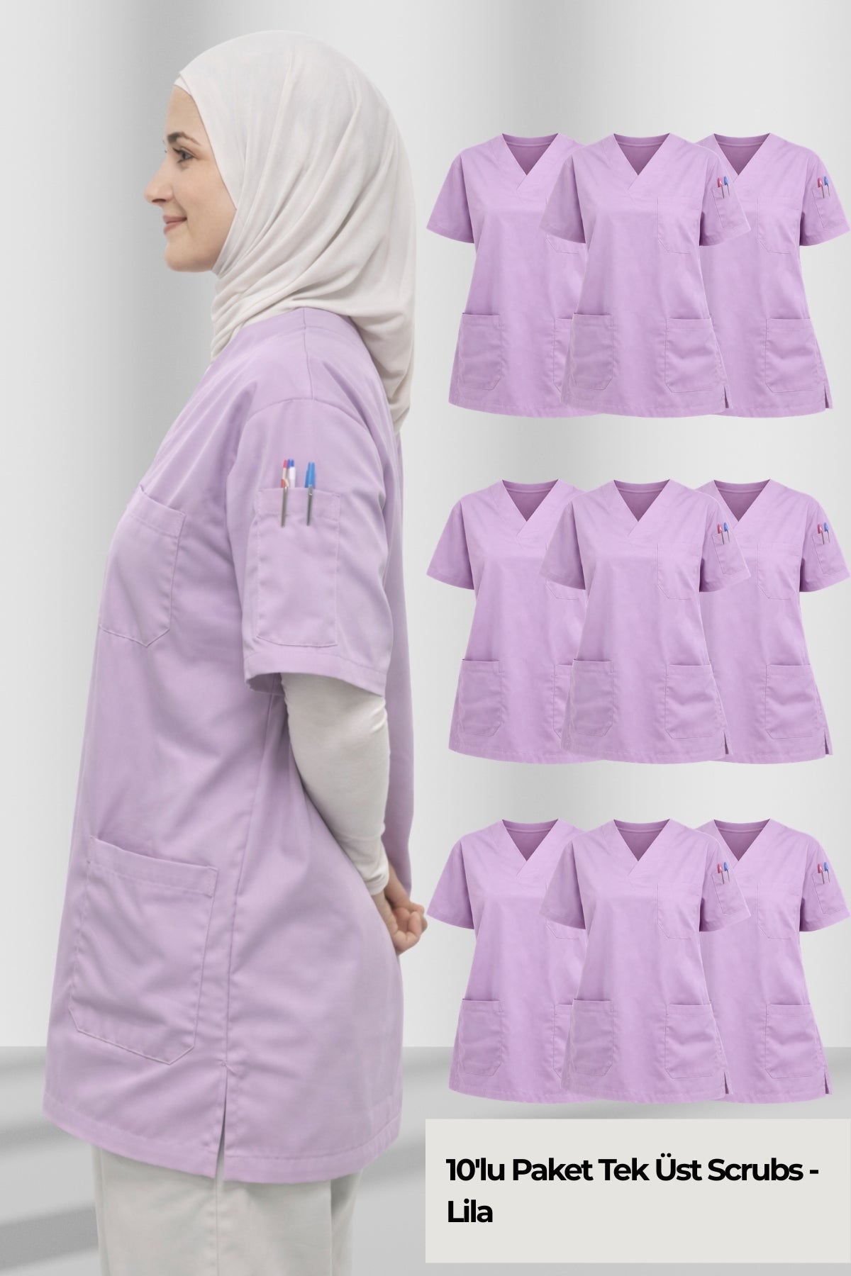 Kadın Scrubs Takım Seti | 10’lu Medikal Forma | Farklı Renk Seçenekleri